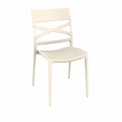 Sedia Flow in polipropilene rinforzata con fibra di vetro colore crema