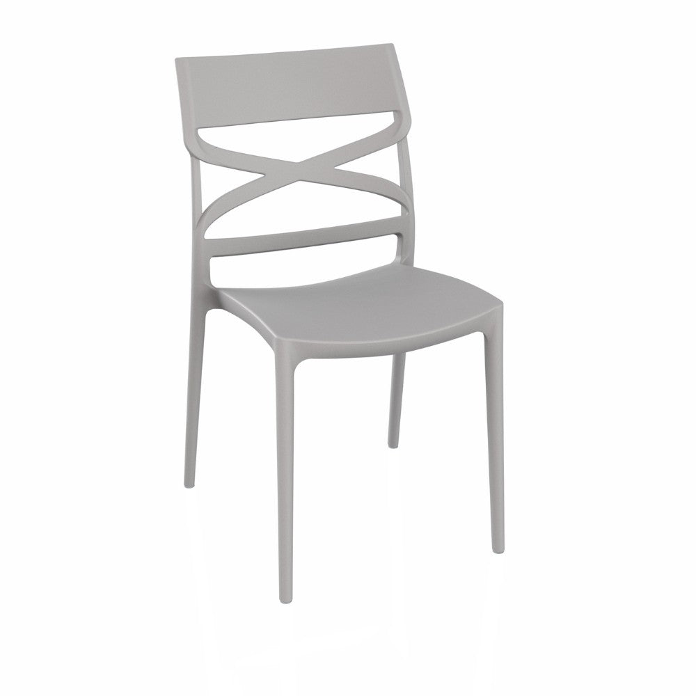 Sedia Flow in polipropilene rinforzata con fibra di vetro colore grigio cemento