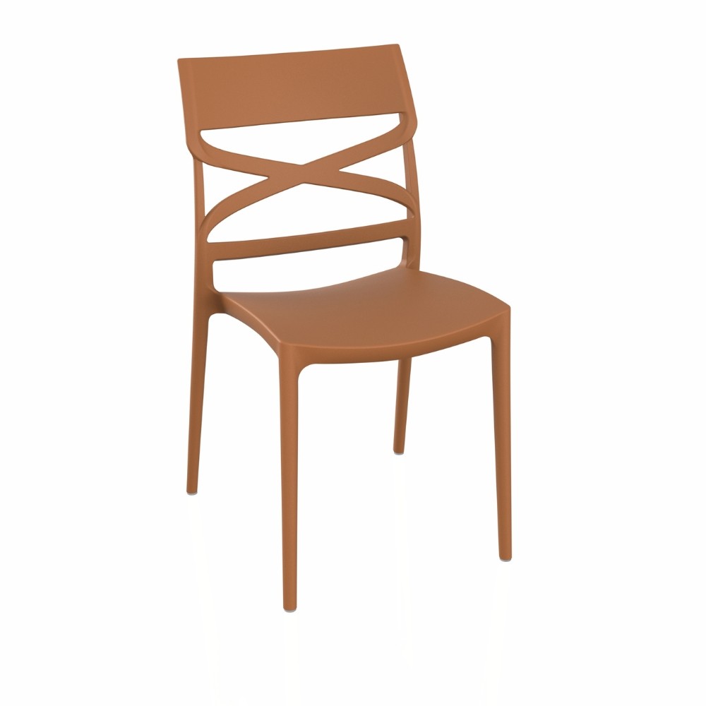 Sedia Flow in polipropilene rinforzata con fibra di vetro colore terracotta