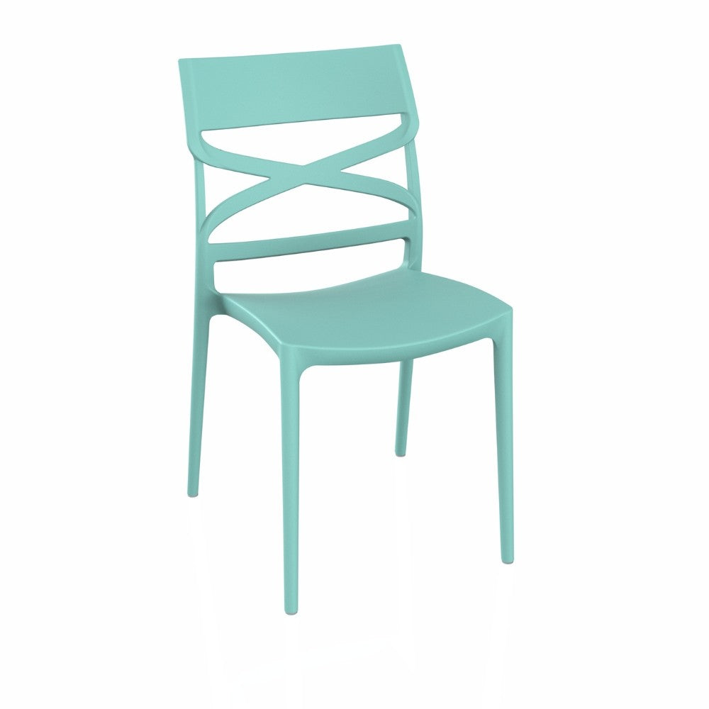 Sedia Flow in polipropilene rinforzata con fibra di vetro colore verde tiffany