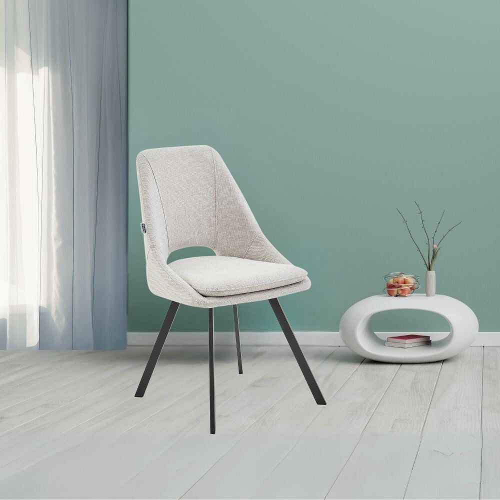 Sedia imbottita Blauss in tessuto ecrù set 2 pezzi
