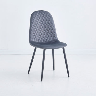Sedia imbottita Bretta in vellutino colore grigio e gambe nere set 4 pezzi