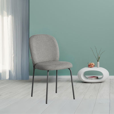 Sedia imbottita Turi in tessuto grigio set 4 pezzi