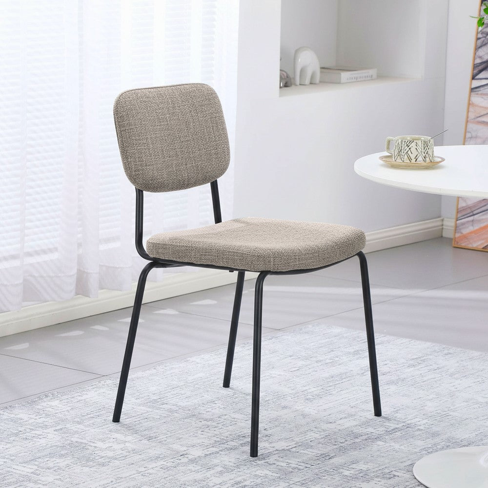 Sedia Juno in tessuto Aragon 20 taupe e struttura in metallo nero set 4 pezzi