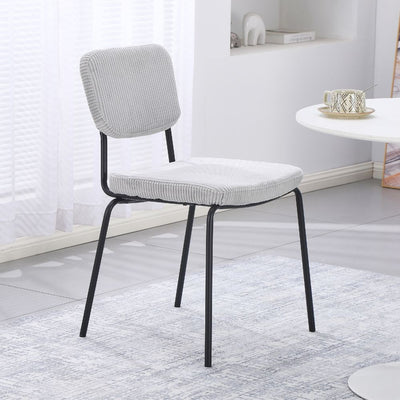 Sedia Juno in tessuto colore grigio chiaro e struttura in metallo nero set 4 pezzi
