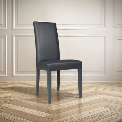 Sedia Nancy in ecopelle piombo con gambe in tinta