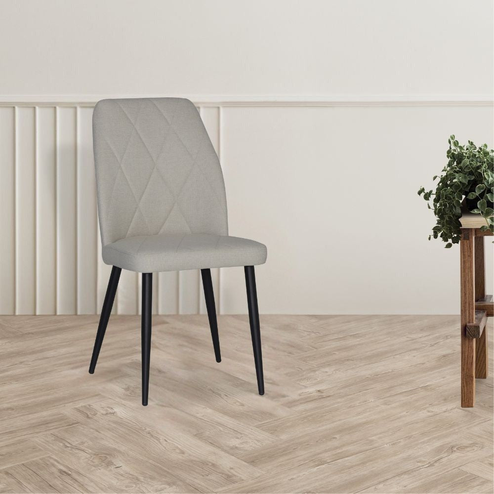 Sedia Vika in tessuto Keten 147 tortora con piedini neri set 4 pezzi