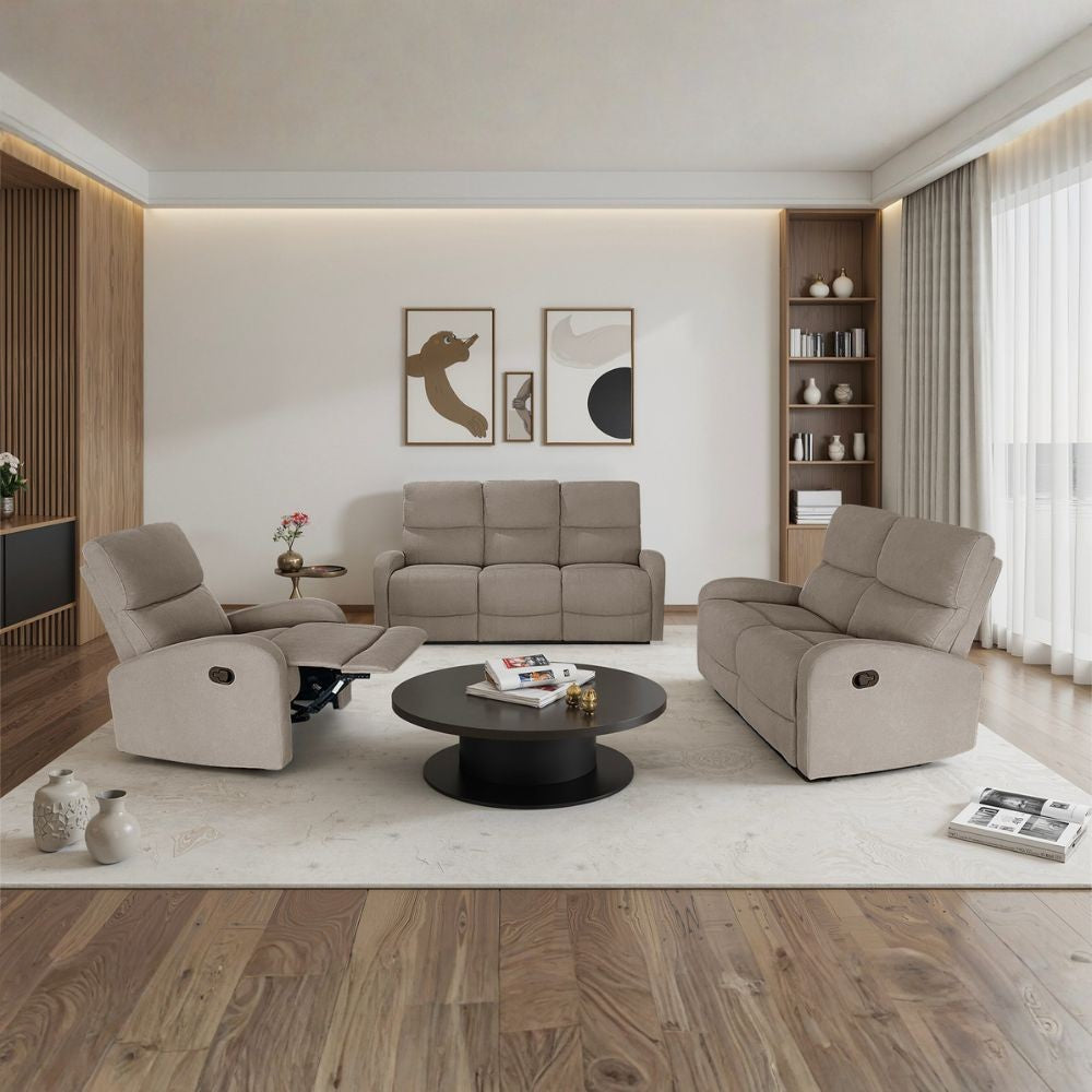 Divano Potter 2 posti recliner manuale in tessuto Mia 103-27 grigio scuro