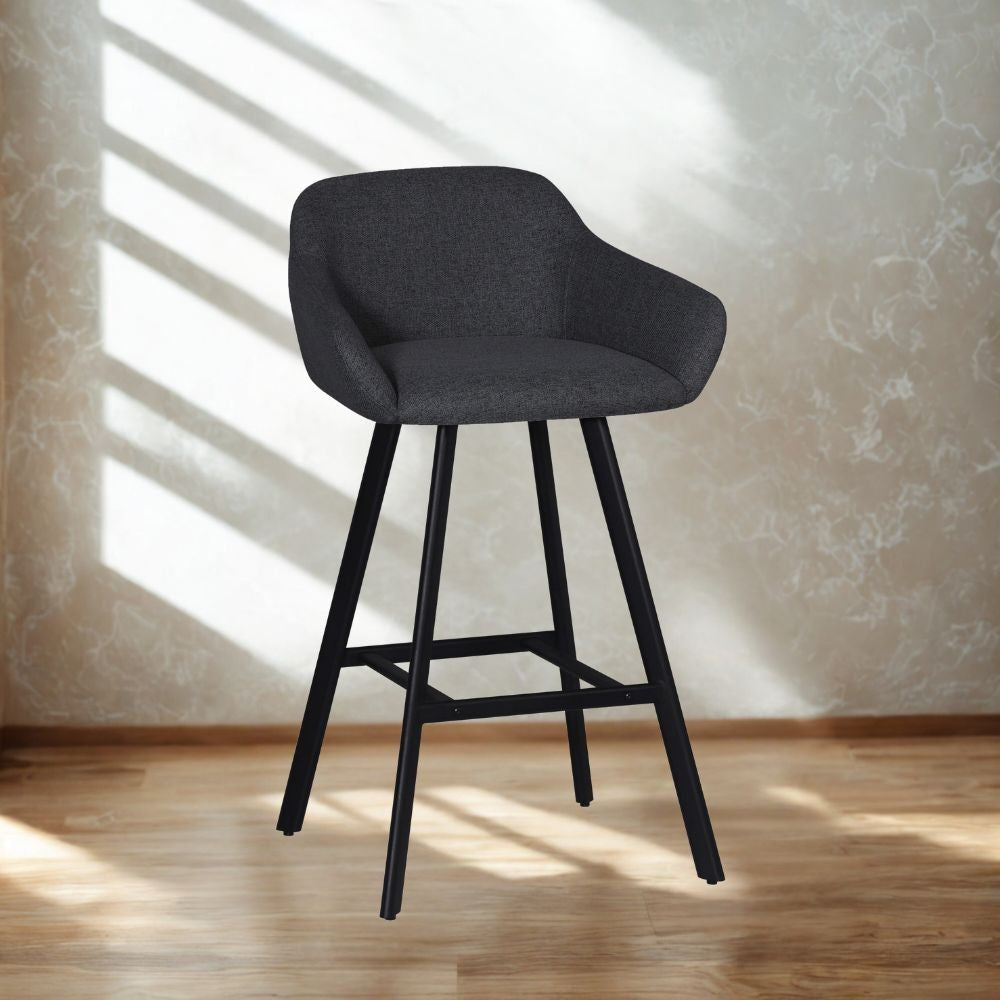 Sgabello Mey in tessuto Nordic 18 grigio scuro con gambe in metallo nere