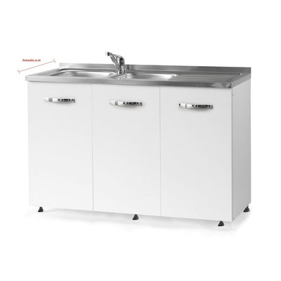 Sottolavello 120x60x82H cm 3 ante colore bianco frassinato lavello gocciolatoio destro incluso