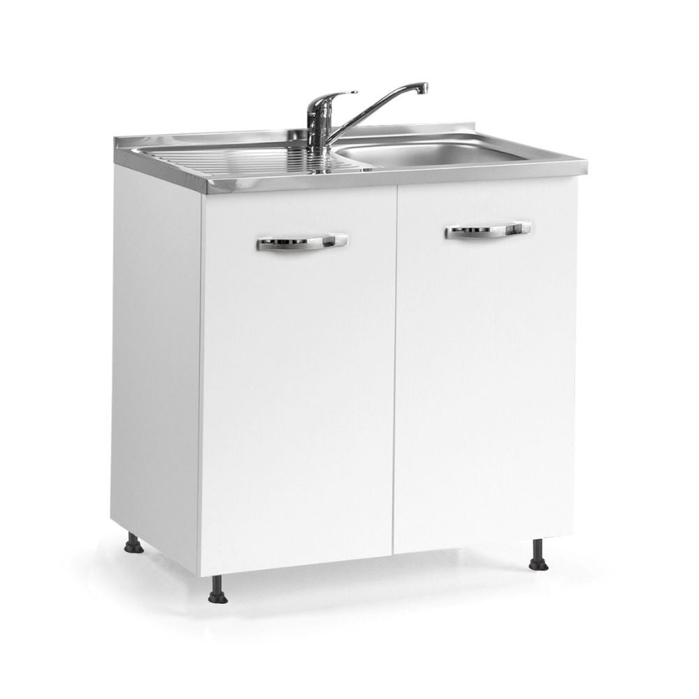 Sottolavello 80x60x82H cm 2 ante colore bianco frassinato lavello gocciolatoio sinistro incluso