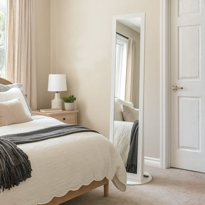 Credenza Miranda con 2 ante e 3 cassetti in legno massiccio bianco con top pino