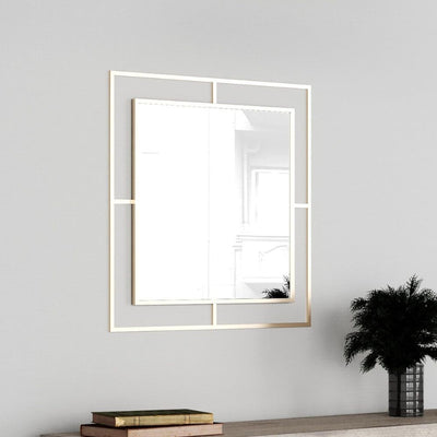 Specchio quadrato Corner con doppia cornice in metallo oro