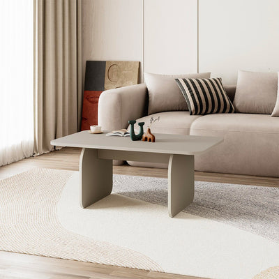 Tavolino da salotto Pietra con gambe a pannello piatto in colore cashmere
