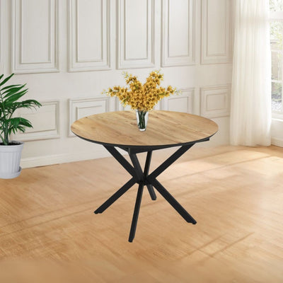 Tavolo allungabile Dobok con allunga 35 cm colore piano rovere e gambe in metallo nero