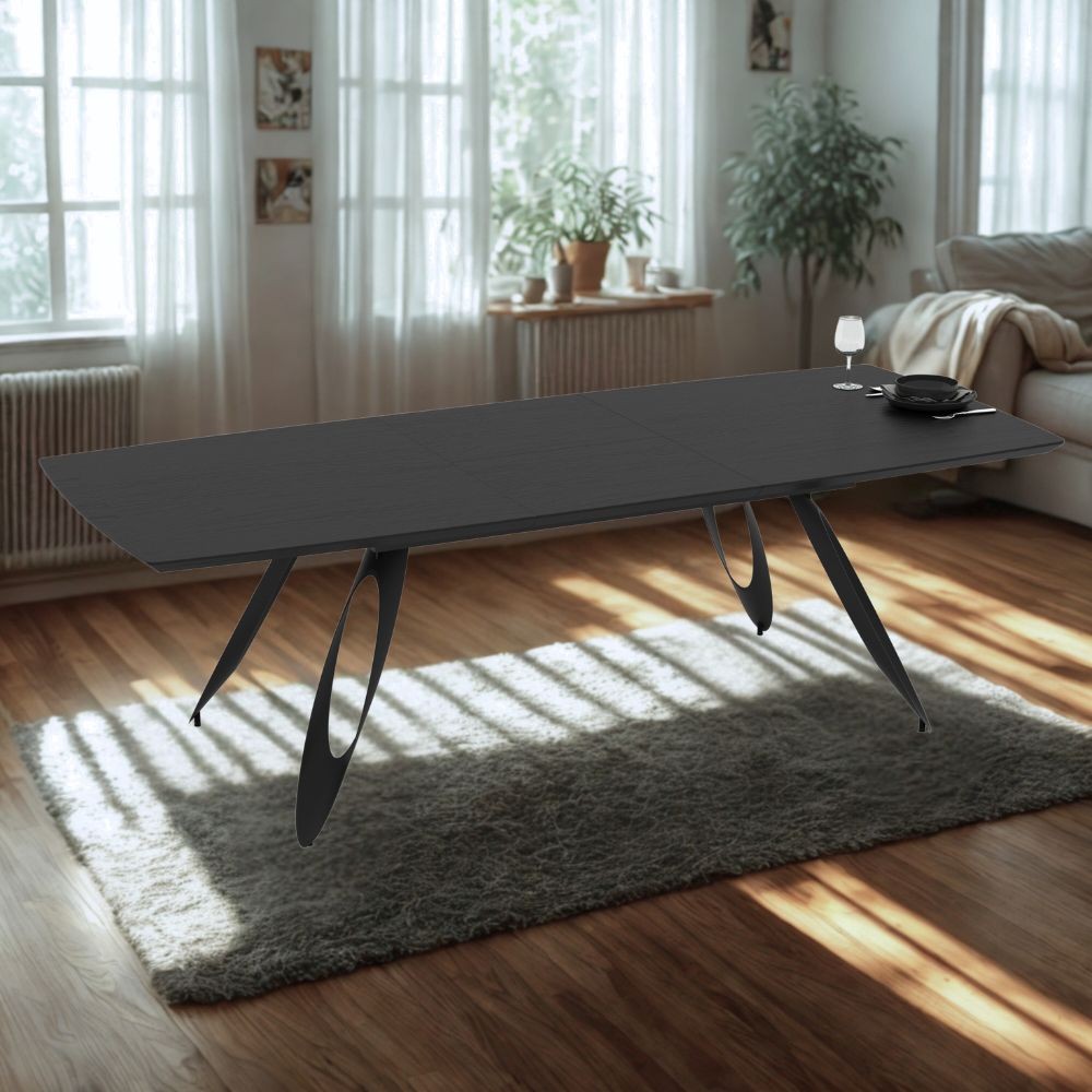 Tavolo allungabile Merkur con top e gambe colore nero