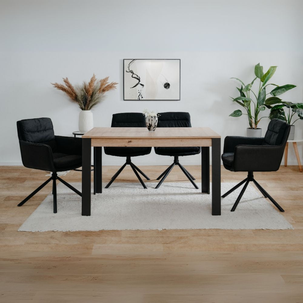 Tavolo allungabile Tolosa 80B colore rovere e gambe nere 150x75x80 cm.