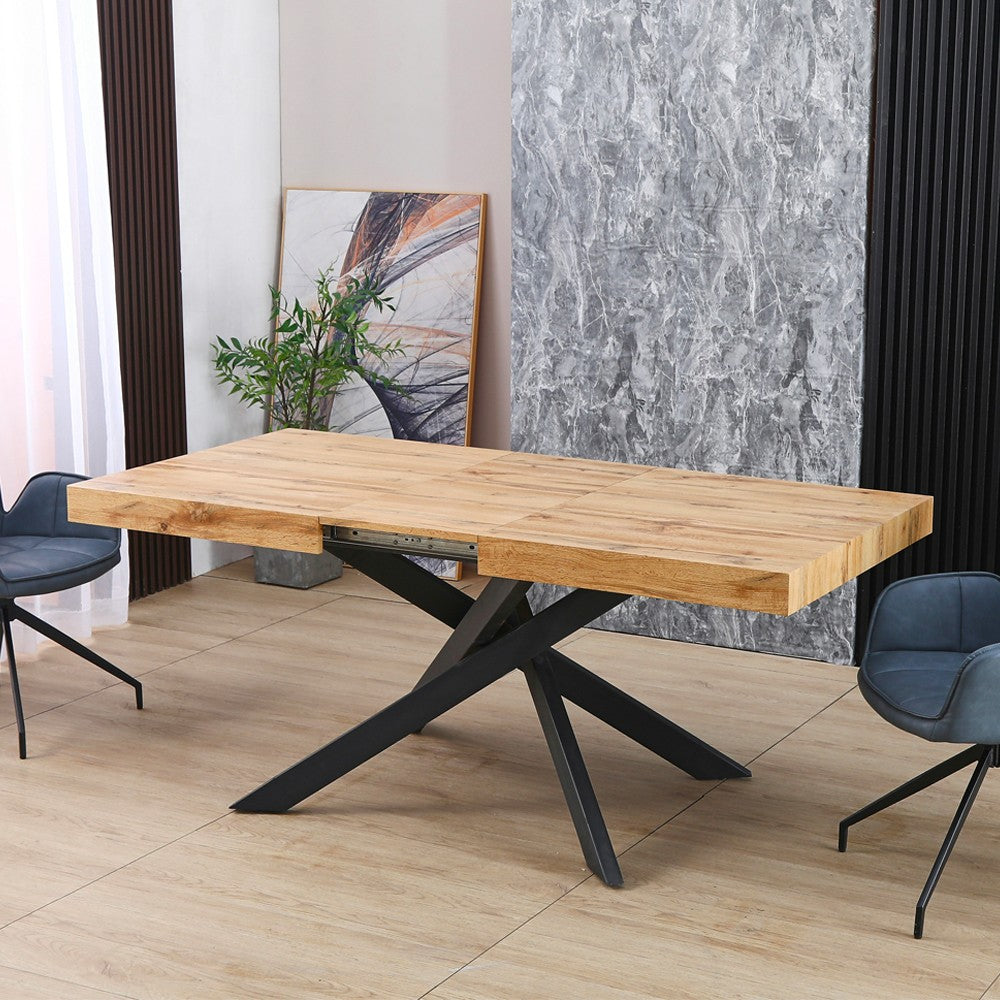 Tavolo Belinda allungabile piano colore rovere e struttura colore nero