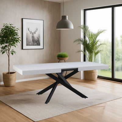 Tavolo Belinda allungabile piano impiallacciato legno colore bianco frassinato e struttura colore nero