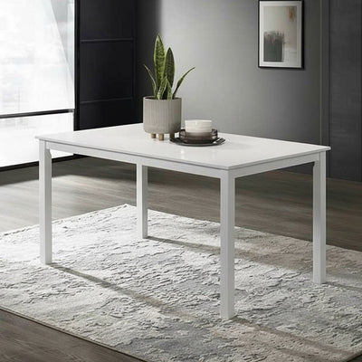 Tavolo Dori in legno colore bianco opaco laccato H 73.8x140x80 cm.