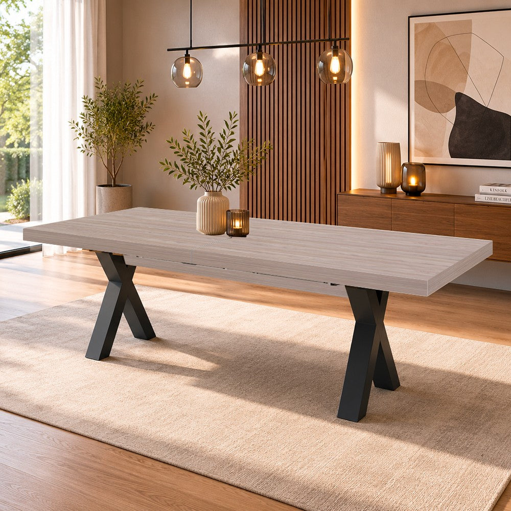 Tavolo Milonga480 180x100 cm. allungabile 480 cm con piano in olmo e gambe antracite