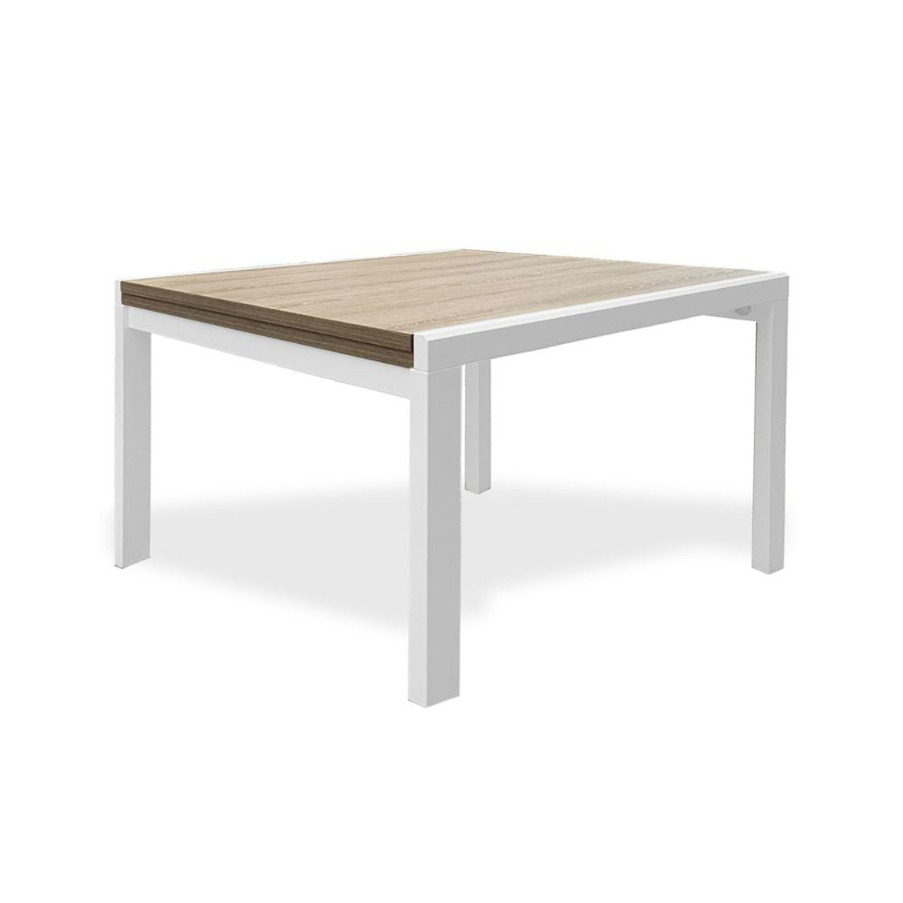 Tavolo quadrato Korallo allungabile bianco e olmo 100x100x76h