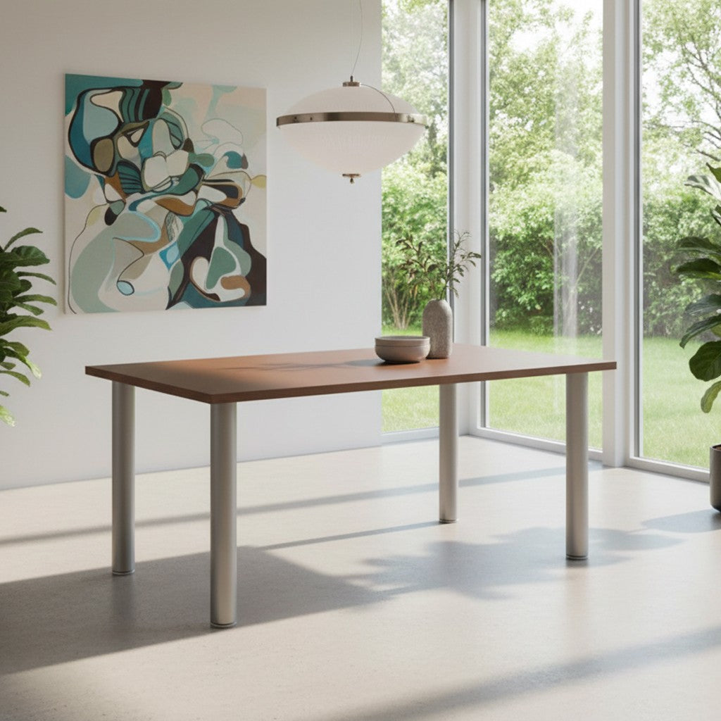 Tavolo rettangolare Manila cacao gambe tonde alluminio 160x80 cm