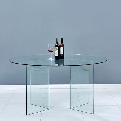 Tavolo rotondo Acacia in vetro temperato 137x137x77 H