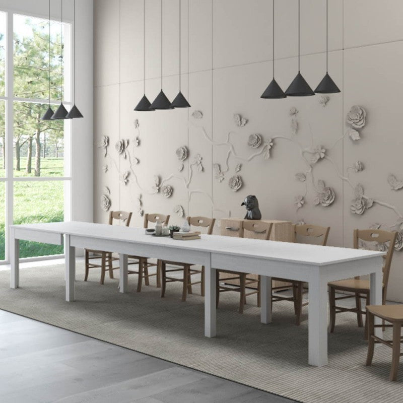 Tavolo Super4 160x90 allungabile a 320 cm bianco frassinato
