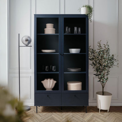 Vetrina Caracas 52A con 2 ante a vetrina e 2 cassetti colore navy blue