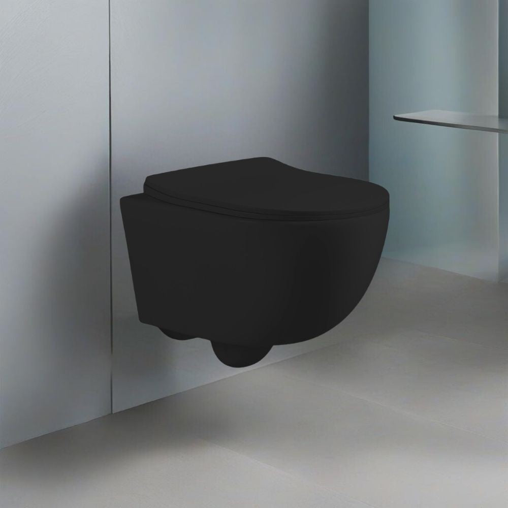 WC sospeso YJ-2381MB 36.5x48.5x36.5 cm nero opaco smaltato